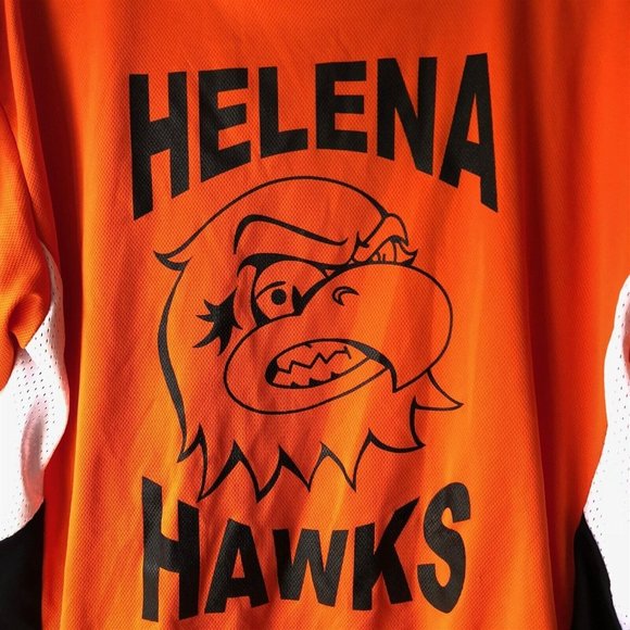 Helena Hawks Jersey Athletic Knit made in Canada Orange Black #9 size large - Picture 2 of 5